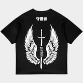 Wings Oversized Black Tee